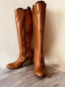 MARC JACOBS Brown Leather Long Boots Heel 38.5 - Picture 1 of 8