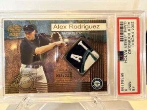 2001 Pacific Game Used Jersey LOGO PATCH Alex Rodriguez PSA 9 MINT MARINERS 🔥🔥 - Picture 1 of 3
