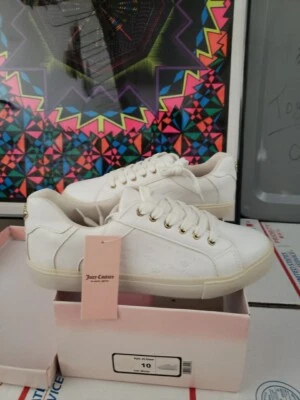 Tenis Juicy Couture para mujer talla 10 zapatos de cuero blanco ☆#1L Foto 1 de 4