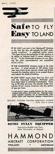 THREE 1930's Hammond Aircraft Ads 4/27/2025 - Picture 1 of 3