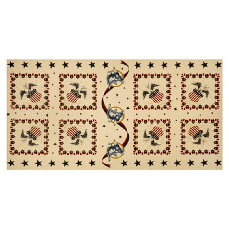 Panel Patriótico USA Águila Escudo Estrellas Beige Tela Algodón Andover Saludo 23" Foto 1 de 1