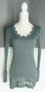 Rosemunde Copenhagen Ribbed Grey Blouse Long Sleeve Silk Cotton Top size XL - Picture 1 of 4