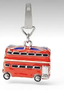 RARE! Fossil Brand Red Double Decker Bus Charm Union Jack London UK 🇬🇧 Pendant - Picture 1 of 1