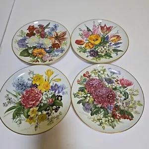 Juego De 4 Platos Florales Ursula Band Hutschenreuther Alemania 7 1/2" Decorativos De Colección - Imagen 1 de 13