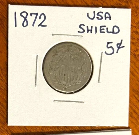 1872 USA Shield Nickel VG+ Cover