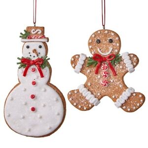 RAZ Imports - 5" Gingerbread Ornaments - Set of 2 - Snowman Gingerbread Man