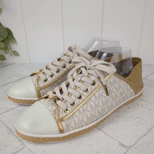 Michael Kors MK Signature Kristy flache Espadrille-Sneaker goldfarben Damengröße 11 - Bild 1 von 13