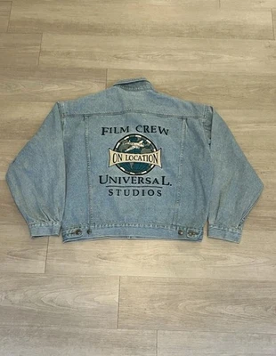 Vintage Universal Studios Film Crew On Location Rare Denim Bomber Jacket Size XL - Image 1 of 4