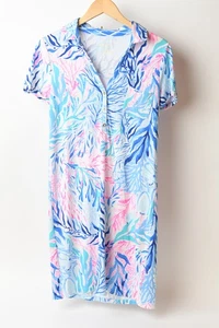 Lilly Pulitzer Damen Kleid 3/4 Arm Blau Rosa Blumenmuster Größe S - Bild 1 von 11