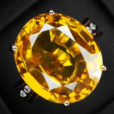 Anillos de plata de ley 925 oro amarillo citrino 31,70 quilates vainilla hecho a mano regalo Foto 1 de 4