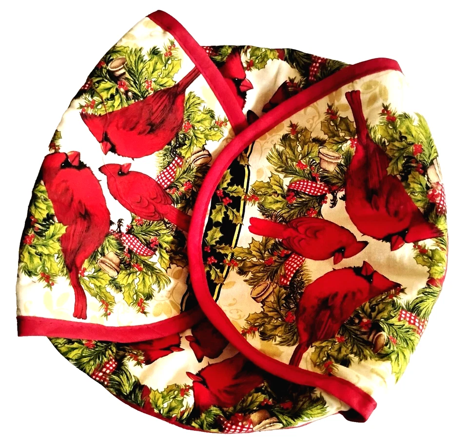 CONCEPTO DE ALGODÓN Cesta de Pan Navidad Vacaciones Cena Cardenal Cubierta Calentamiento 10" Foto 1 de 4