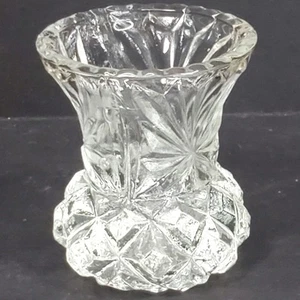 Vtg Glass Toothpick Holder Sawtooth Trim Diamond Minimalist Decor - Picture 1 of 9