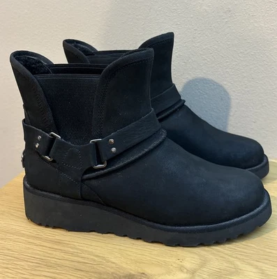Botines Ugg Glen negros para todo tipo de clima de cuero para mujer talla 6 forrados de lana Foto 1 de 4
