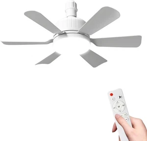 E27 Ceiling Fan with Light, 3 Speeds, 3 Modes, 12W LED, Remote, White - Picture 1 of 11