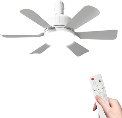 E27 Ceiling Fan with Light, 3 Speeds, 3 Modes, 12W LED, Remote, White - Image 1 of 4