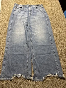 JEANS DONNA AE AMERICAN EAGLE 18 LUNGHI SUPER ALTI LARGHI LARGHI ELASTICIZZATI - Foto 1 di 4