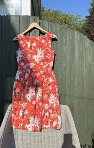 Lindy Bop 1950s Retro Floral Dress Size 12 knee length 97% cotton - Picture 1 of 8