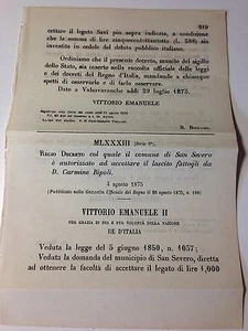 Regio Erlass 4/08/1875 Rezeption Der Kinderportrait Von D.c. Ripoli Bis San - Bild 1 von 1