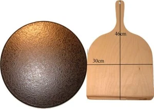 Set 350x20mm Pizzastein, Brotbackstein, aus glasiertem Cordierit mit Pizzaschauf - Bild 1 von 1