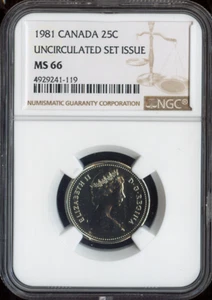 1981 Canada 25 Cents 25C NGC MS66 Quality - Picture 1 of 2