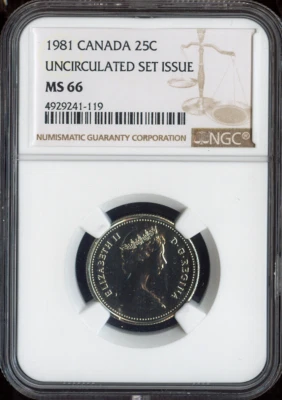 1981 Canada 25 Cents 25C NGC MS66 Quality - Image 1 of 2