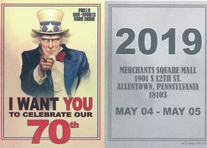 2019 PHILLY NON SPORT SHOW PROMO CARD I WANT YOU TO CELEBRATE 70th - Picture 1 of 1