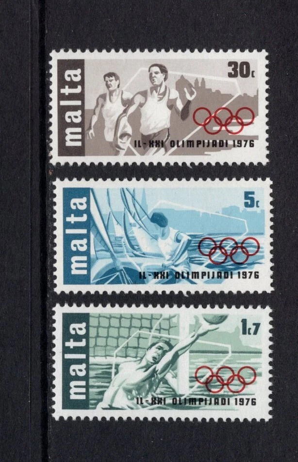 Malta 1976 OLYMPIC RINGS, WATER POLO, YACHTING MNH SG 559-561 SC 509-511 Foto 1 de 1