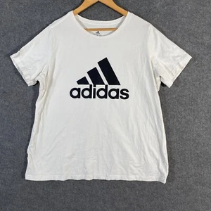 Adidas Shirt Womens 2X 24 Plus White Black Top Spell Out Sport Ladies 3Y - Picture 1 of 13