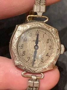 VTG 14k GOLD FILLED CASE LIBERTY WATCH ART DECO SAPPHIRE CROWN DEFONDS ETNA 16J - Picture 1 of 23