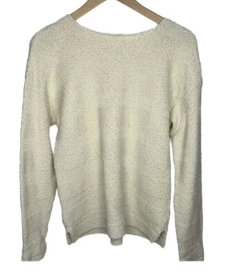 Suéter de mezcla de algodón para mujer FLAX talla S/M blanco texturizado L/S usado en excelente estado  Foto 1 de 4