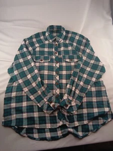 Women's Wild Fable Teal Black Plaid Flannel Shirt Size XS - Picture 1 of 3