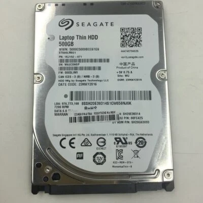 For Seagate ST500LM021 500GB Laptop Thin 7200 RPM 32MB SATA 6.0Gb/s 2.5" 7MM HDD - Image 1 of 4