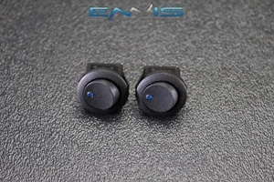 2 PCS ROUND ROCKER SWITCH 3/4 MOUNT HOLE 16 AMP 12V 3 PIN BLUE LED TOGGLE IBRRSB - Picture 1 of 5