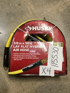 Husky 3/8 Zoll x 50 Fuß flach verlegen Hybrid Luftschlauch PVC/Gummimischung Messing Armaturen - Bild 1 von 3