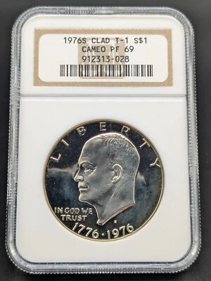 1976 S Eisenhower Dollar Clad Type 1 NGC PF 69 CAMEO - Free Shipping! - Image 1 of 4
