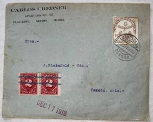 Mexico Advertising Cover 5c Ejercito Pair 2c USA Postage Due Sonora Tucson 1913 - Picture 1 of 4