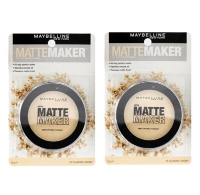 2 X Maybelline Matte Maker Mattifying Pressed Powder X 2 16g 10 Classic Ivory  - Image 1 of 4