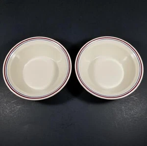 2 Corelle ABUNDANCE Suppe Müslischüssel Set Menge 6-3/4" Obst blau kastanienbrauner Rand EUC - Bild 1 von 7