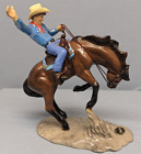 Retired Hagen Renaker Cowboy on Bucking Horse 2nd  Version Brown Horse