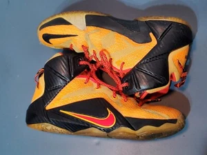 Nike Youth Lebron James XII GS Mid Basketball Shoe 685181-830 Laser Orange 5.5Y - Picture 1 of 17