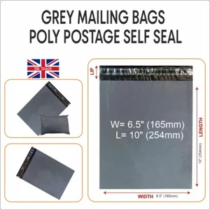 Bolsas de correo de plástico gris fuerte polietileno franqueo poste auto-sellado tamaño de paquete - Imagen 1 de 3