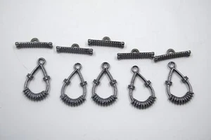Teardrop Textured Toggle Clasp Gunmetal Tone - Picture 1 of 9