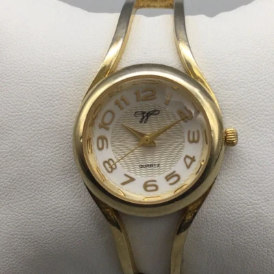 Wrangler Watch Women 29mm Gold Tone Round Dial Hinged Cuff New Battery 6.5" - Image 1 of 4