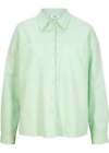 Langarm-Hemd mit Leinen Gr. 48 Softminze Damenhemd Shirt Bluse Tunika Neu*