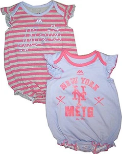 New York Mets 2pc Girls "Pink Sparkle" Creeper Set Infant Baby Bodysuit Purple - Picture 1 of 1