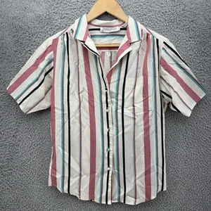 Josephine Size 12 Multicolor Button Up Blouse Top Striped Colorful Retro 80s 90s - Picture 1 of 6