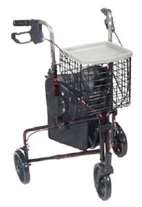 Drive Medical Rollator 3-Wheeled w/Pouch & Basket Loop Brake -Flame Red 11048B - Picture 1 of 5
