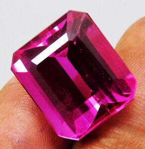 FLAWLESS 26.40 Ct Natural Rich Pink Ceylon Sapphire Emerald Cut Stunning Gems