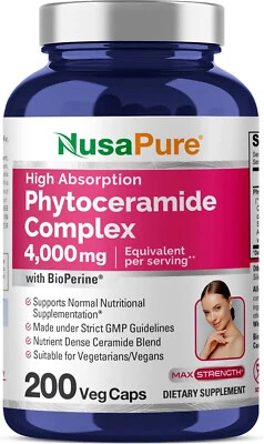 Complejo de fitoceramidas NusaPure 4000 mg 200 cápsulas vegetales (no transgénicas) Foto 1 de 4