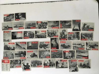 1965 Vintage World War II War Bulletin Cards, 40 Cards And Checklist Card Philly Foto 1 de 4